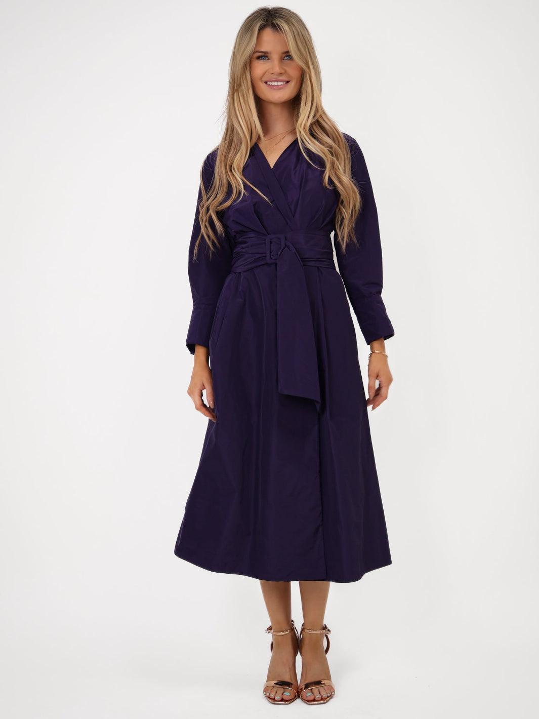 Kate & Pippa Penelope Taffeta Midi Dress In Purple-Kate & Pippa Autumn/Winter Ladies Clothing