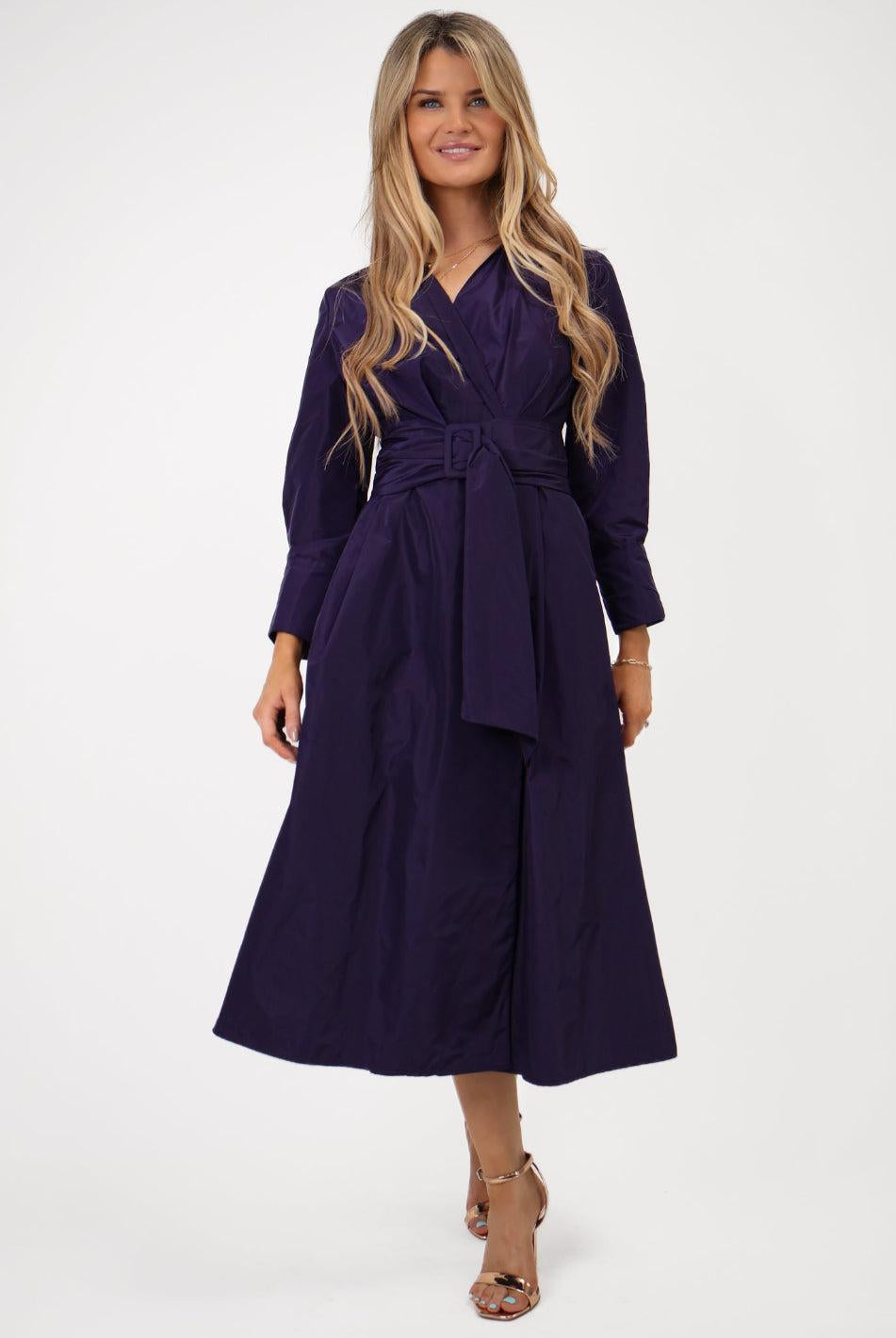 Kate & Pippa Penelope Taffeta Midi Dress In Purple-Kate & Pippa Autumn/Winter Ladies Clothing