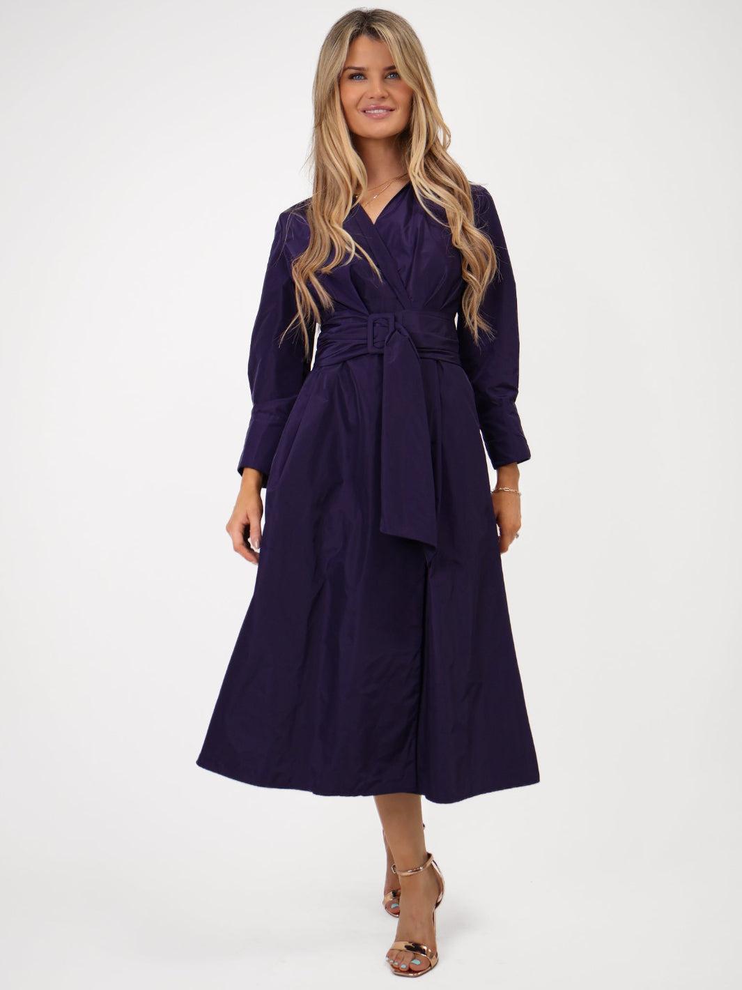 Kate & Pippa Penelope Taffeta Midi Dress In Purple-Kate & Pippa Autumn/Winter Ladies Clothing