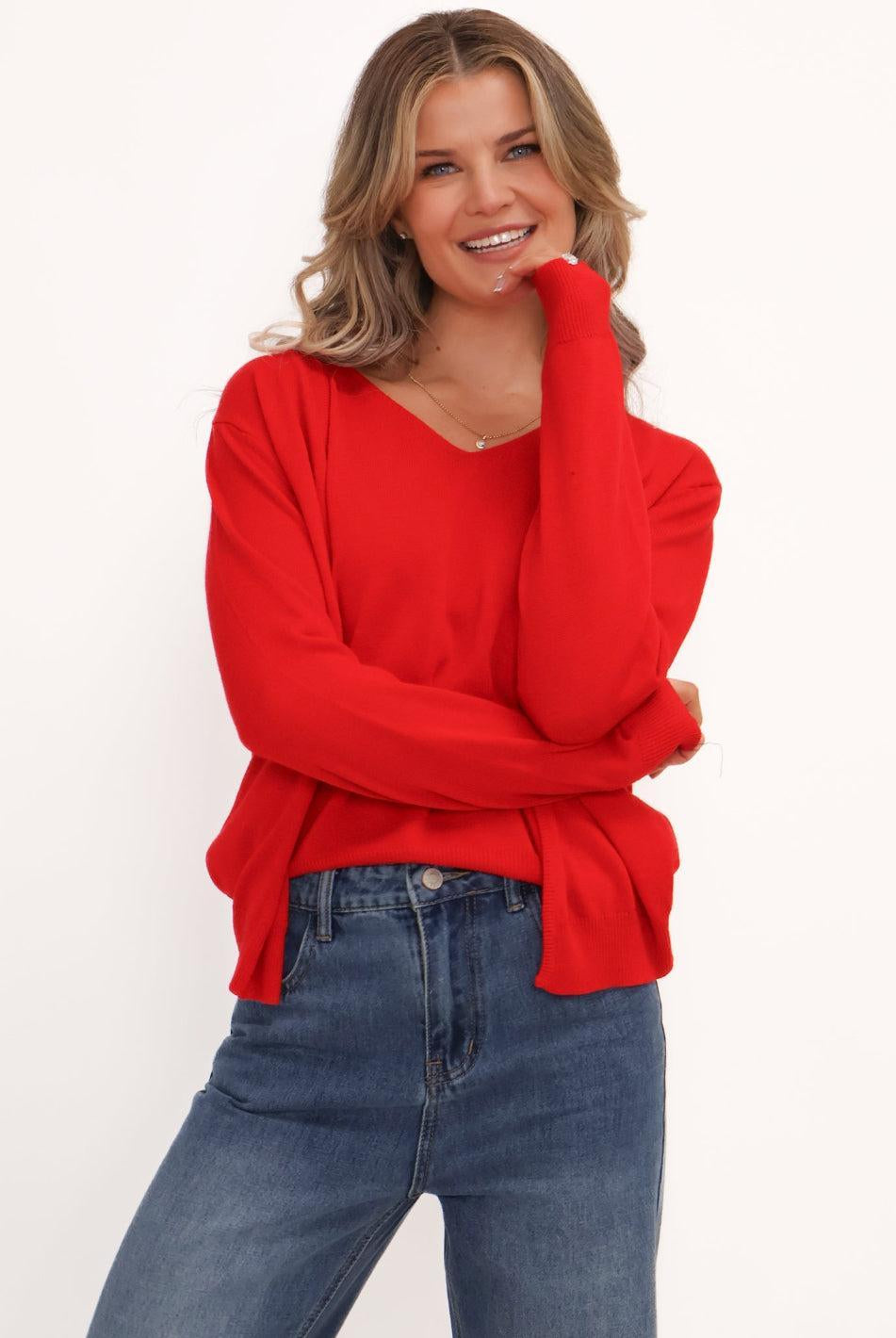 Kate & Pippa Poppy Two-In-One Cardigan In Red-Kate & Pippa