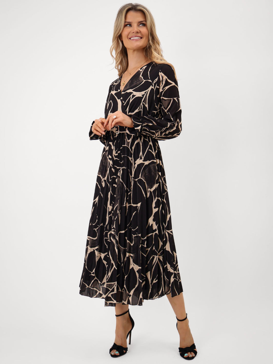 Kate & Pippa Positano Midi Dress In Black Print-Kate & Pippa Autumn/Winter Ladies Clothing