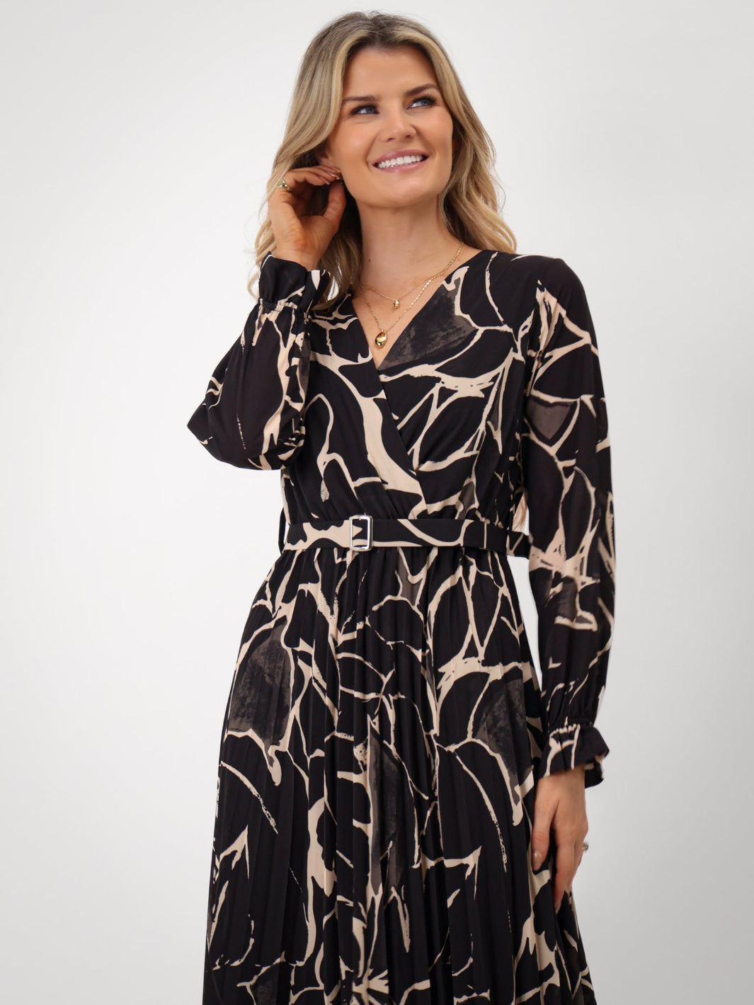 Kate & Pippa Positano Midi Dress In Black Print-Kate & Pippa Autumn/Winter Ladies Clothing