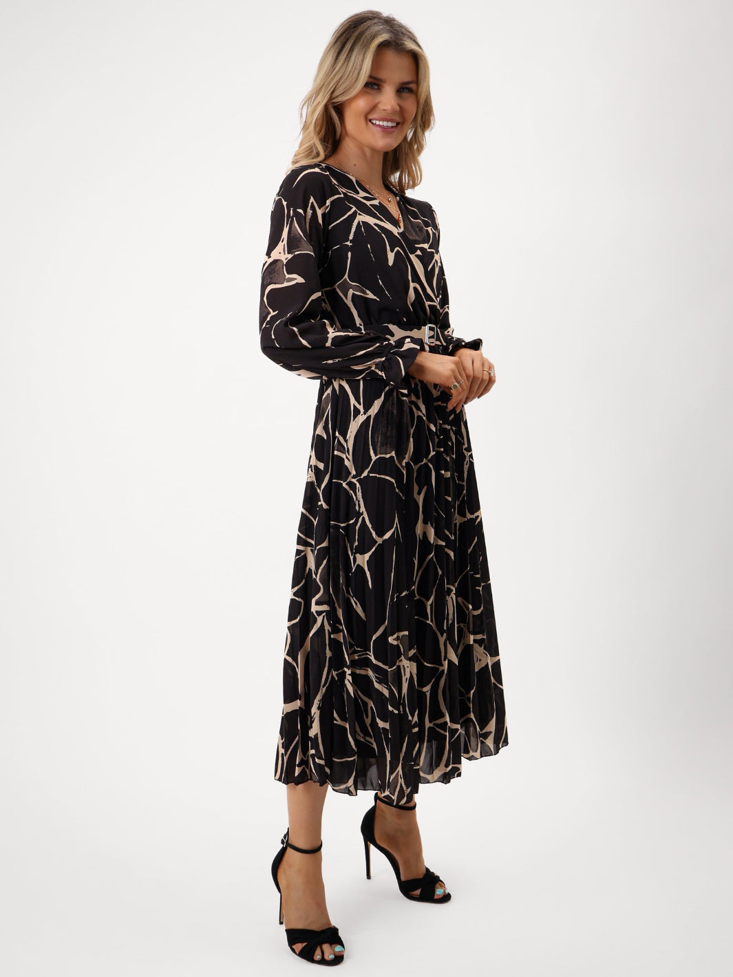 Kate & Pippa Positano Midi Dress In Black Print-Kate & Pippa Autumn/Winter Ladies Clothing