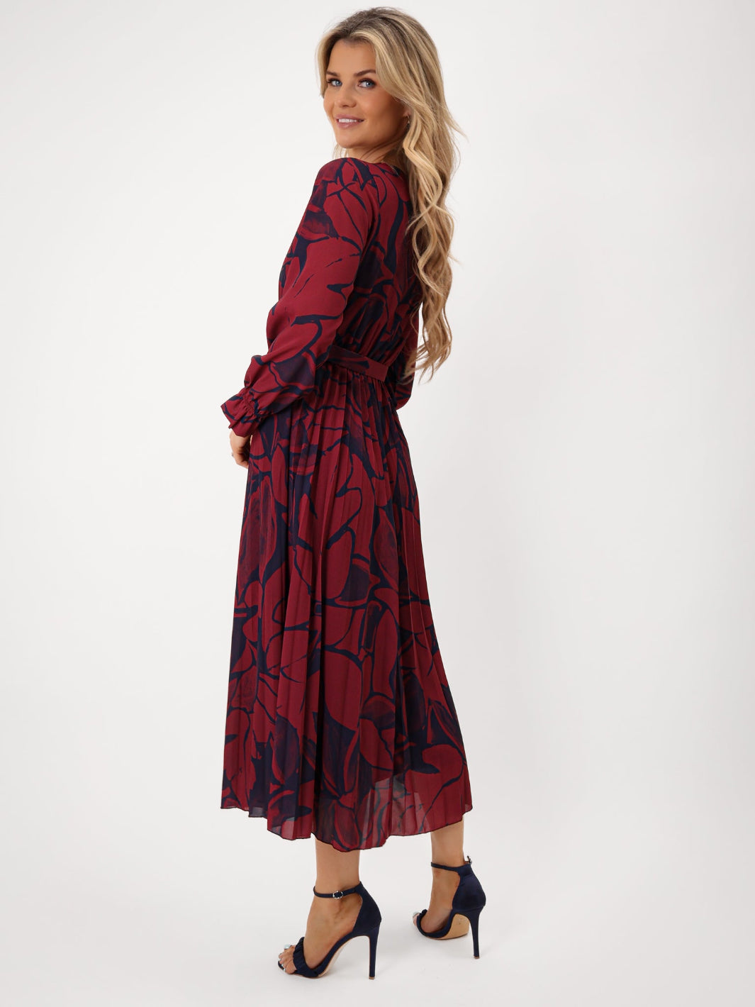 Kate & Pippa Positano Midi Dress In Burgundy Print-Kate & Pippa Autumn/Winter Ladies Clothing