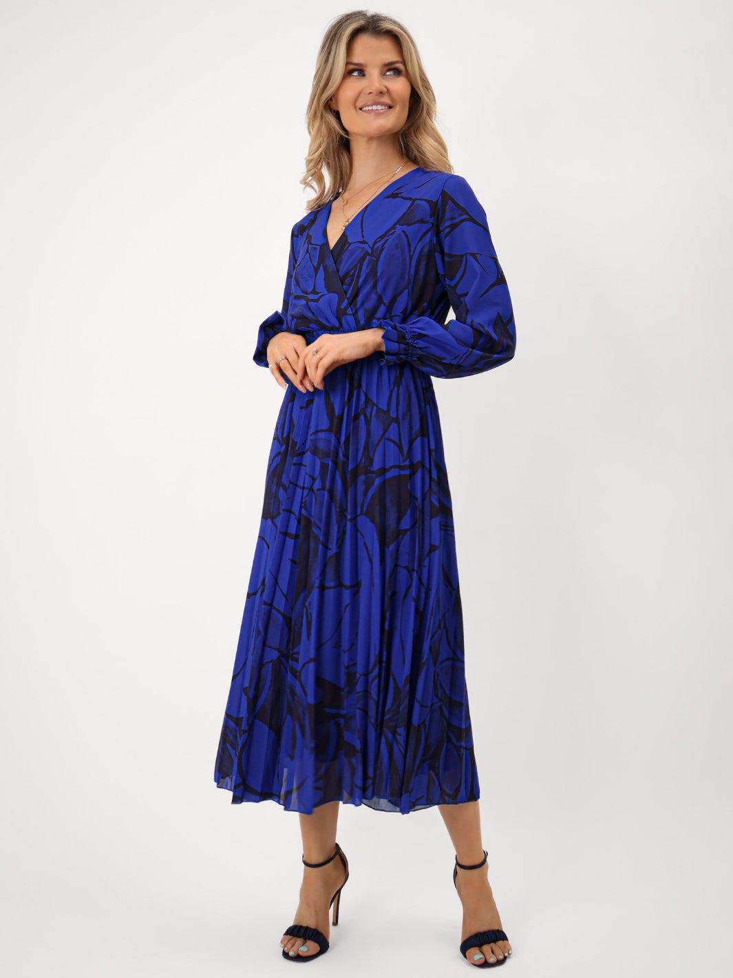 Kate & Pippa Positano Midi Dress In Royal Blue Print-Kate & Pippa Autumn/Winter Ladies Clothing