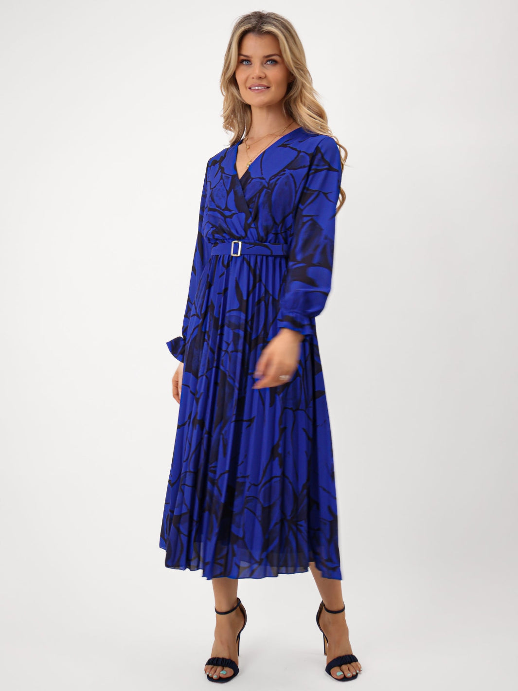 Kate & Pippa Positano Midi Dress In Royal Blue Print-Kate & Pippa Autumn/Winter Ladies Clothing