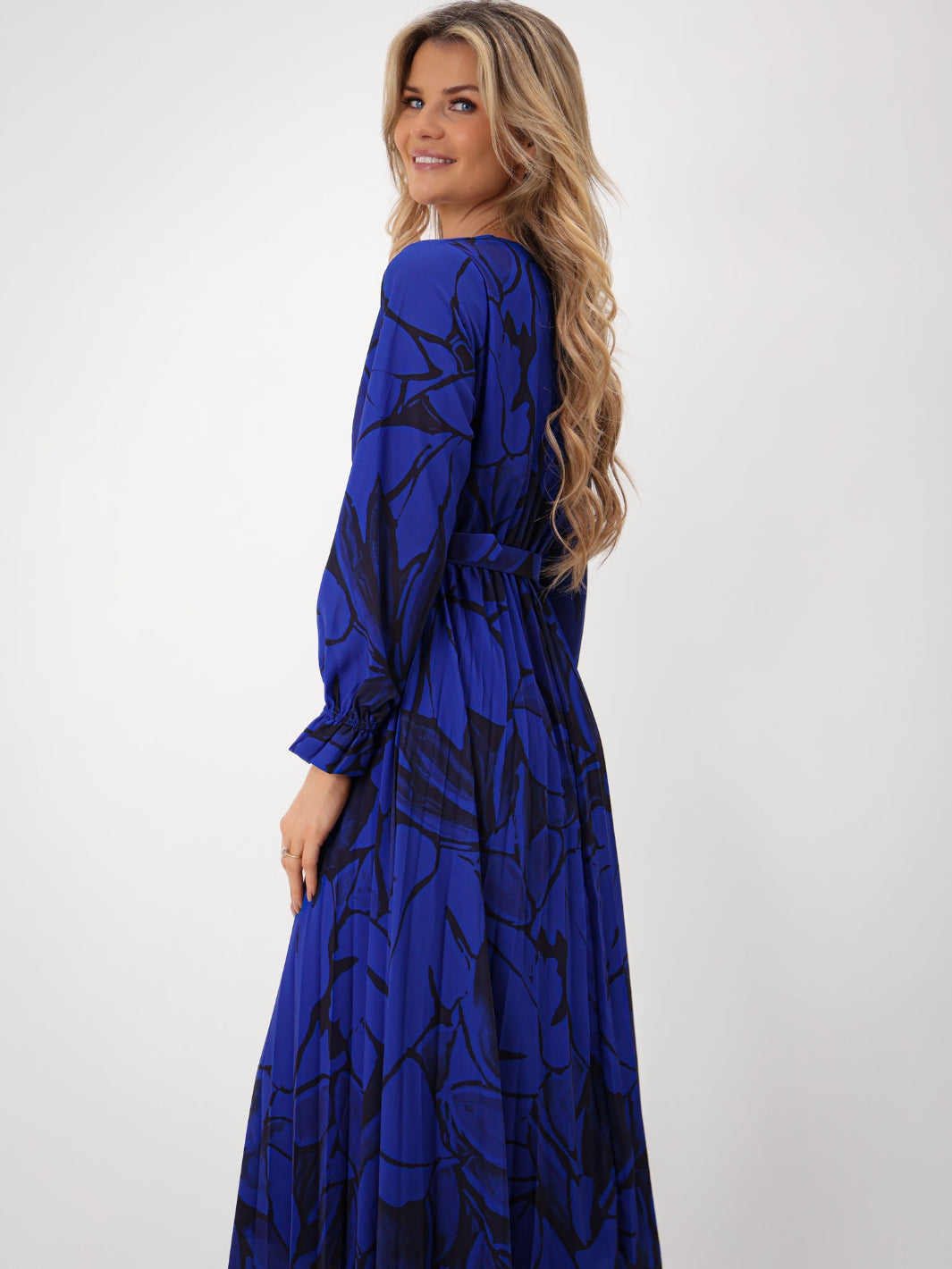 Kate & Pippa Positano Midi Dress In Royal Blue Print-Kate & Pippa Autumn/Winter Ladies Clothing