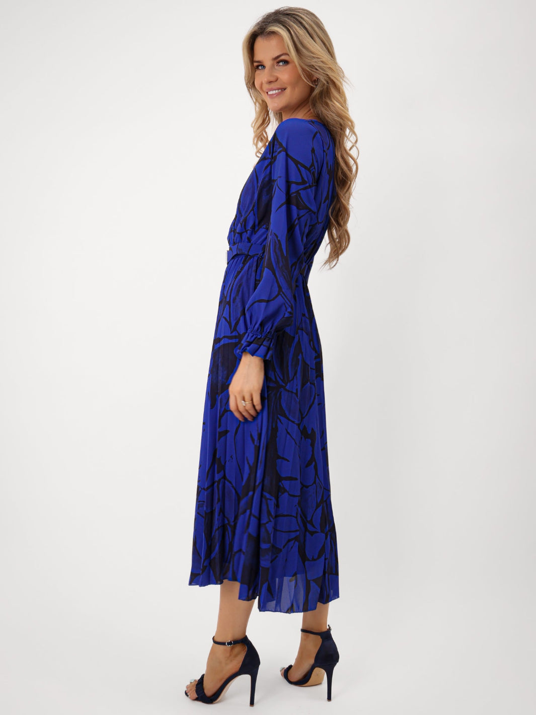 Kate & Pippa Positano Midi Dress In Royal Blue Print-Kate & Pippa Autumn/Winter Ladies Clothing