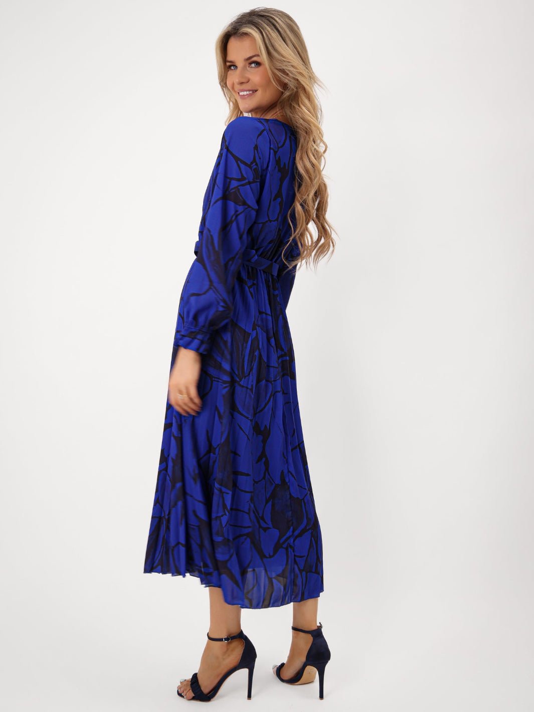 Kate & Pippa Positano Midi Dress In Royal Blue Print-Kate & Pippa Autumn/Winter Ladies Clothing