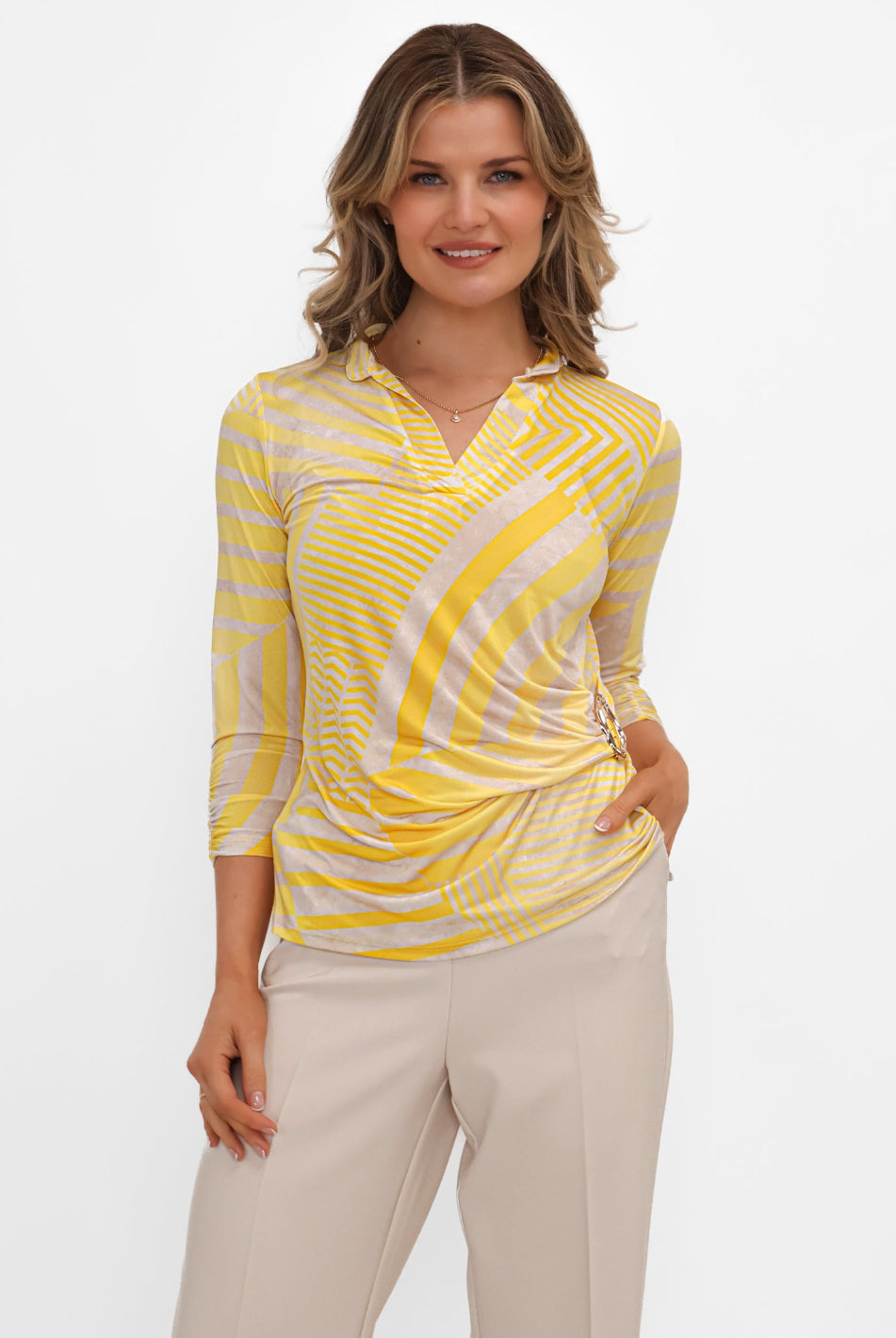 Kate & Pippa Rocco Top In Yellow Stripe Print-Kate & Pippa