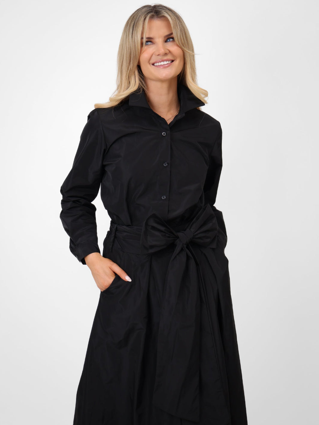 Kate & Pippa Serena Taffeta Shirt In Black-Kate & Pippa Autumn/Winter Ladies Clothing