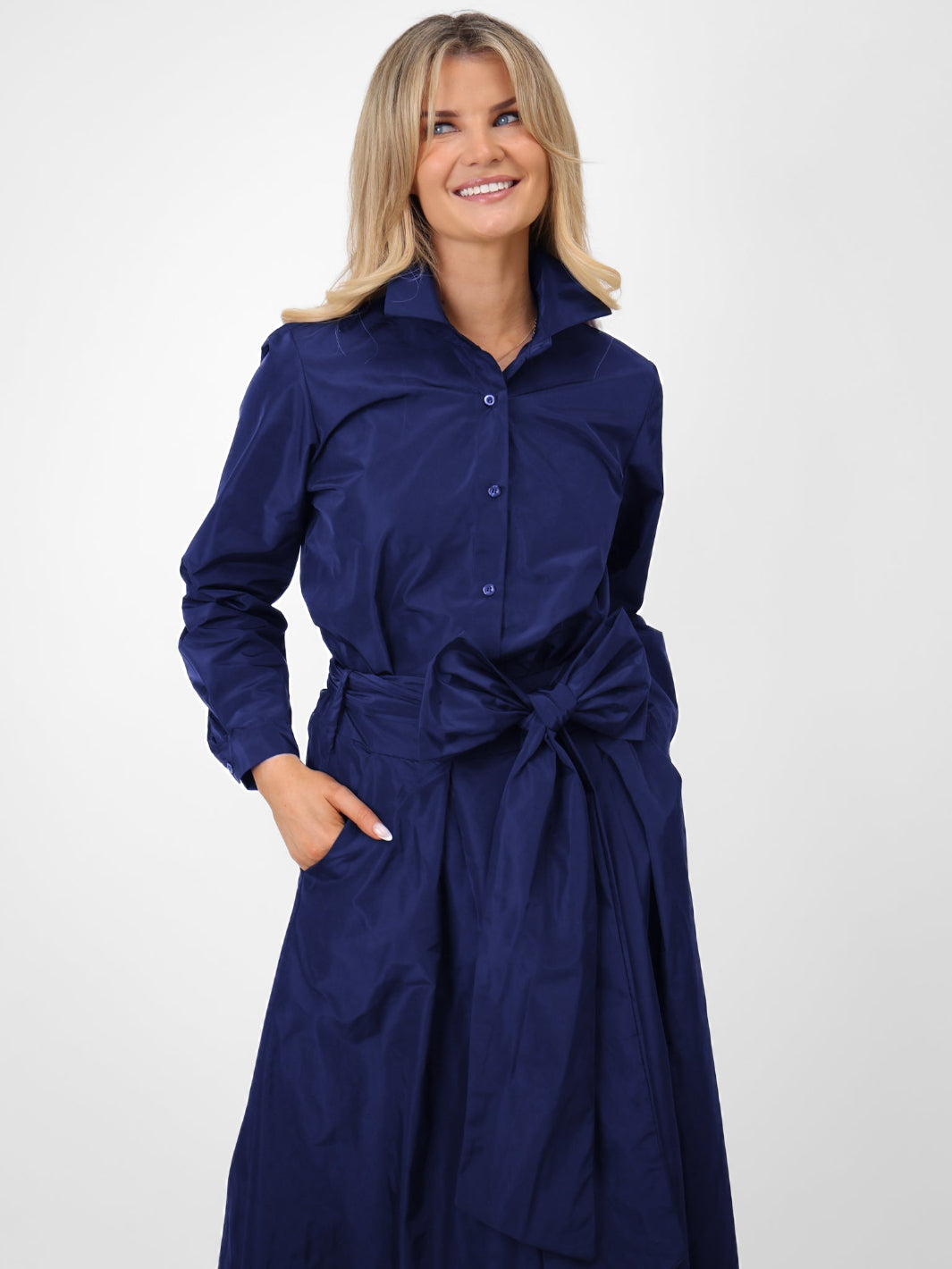 Kate & Pippa Serena Taffeta Shirt In Navy-Kate & Pippa Autumn/Winter Ladies Clothing