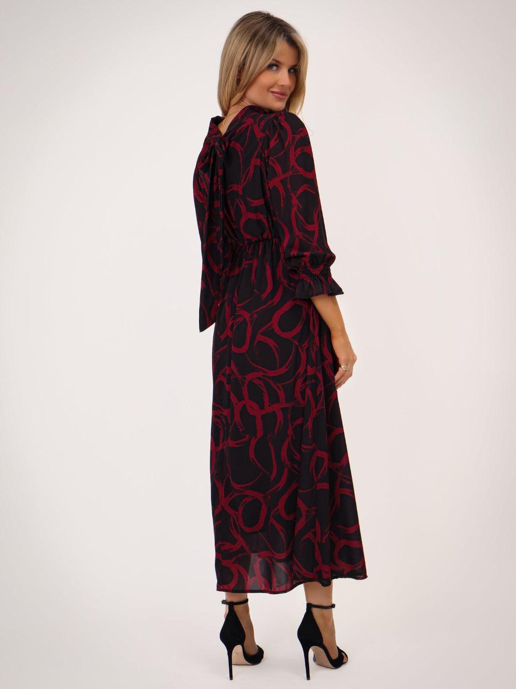 Kate & Pippa Simona Midi Dress In Black / Red-Kate & Pippa Autumn/Winter Ladies Clothing