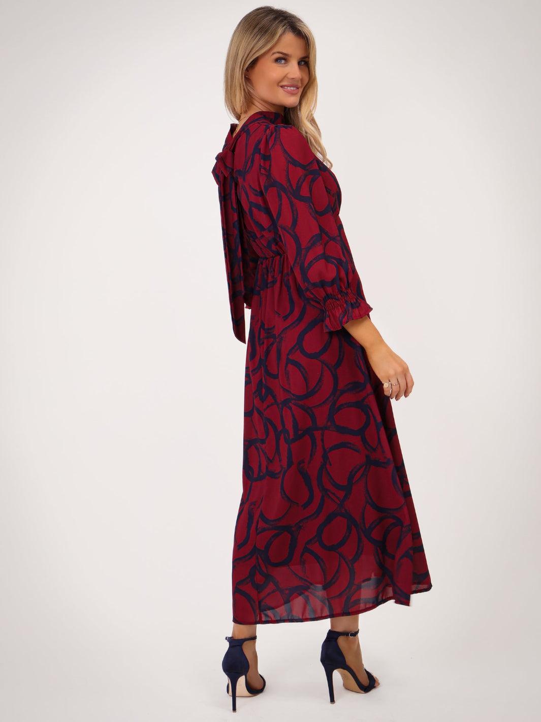 Kate & Pippa Simona Midi Dress In Magenta / Navy-Kate & Pippa Autumn/Winter Ladies Clothing