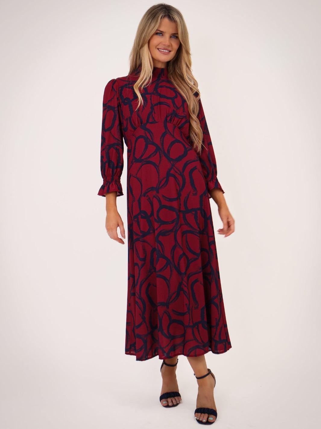 Kate & Pippa Simona Midi Dress In Magenta / Navy-Kate & Pippa Autumn/Winter Ladies Clothing