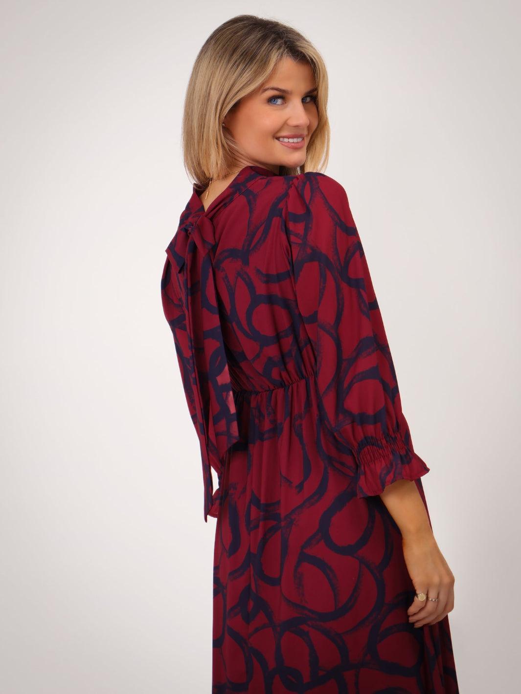 Kate & Pippa Simona Midi Dress In Magenta / Navy-Kate & Pippa Autumn/Winter Ladies Clothing