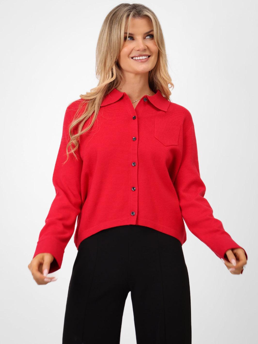 Kate & Pippa Sofi Cardigan In Red-Kate & Pippa Autumn/Winter Ladies Clothing