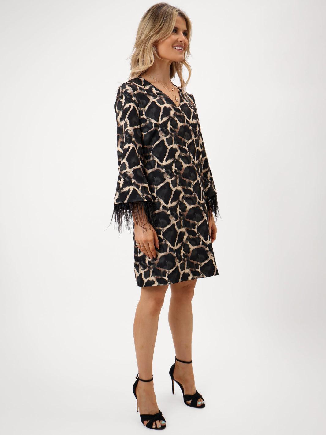 Kate & Pippa Taylor Mini Shift Dress In Black Print-Kate & Pippa Autumn/Winter Ladies Clothing