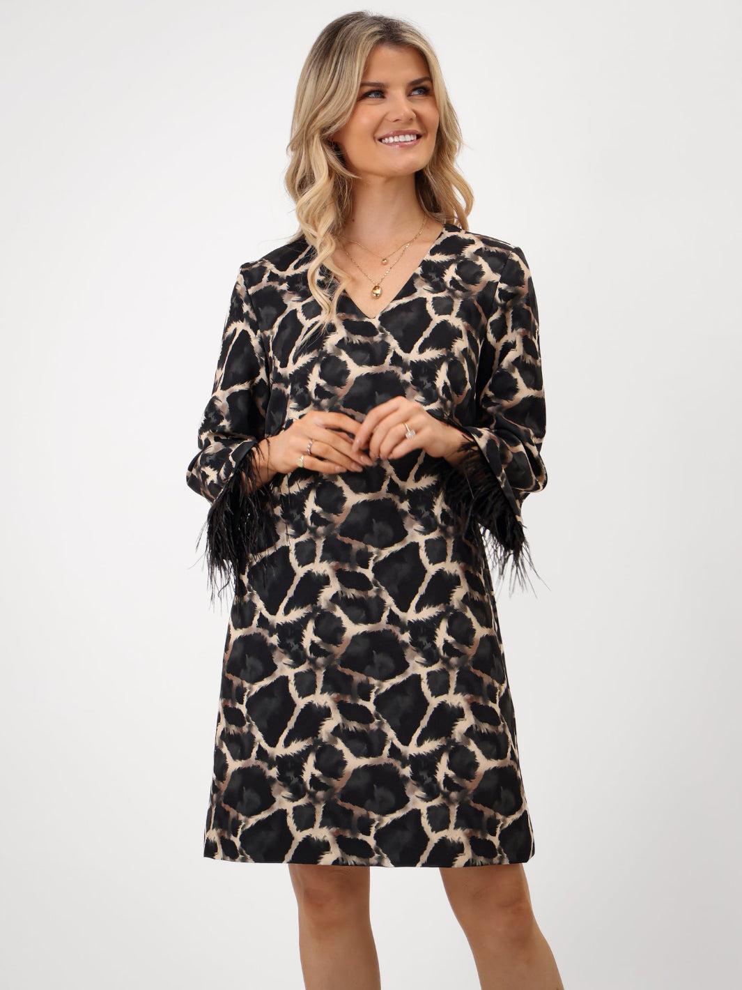 Kate & Pippa Taylor Mini Shift Dress In Black Print-Kate & Pippa Autumn/Winter Ladies Clothing