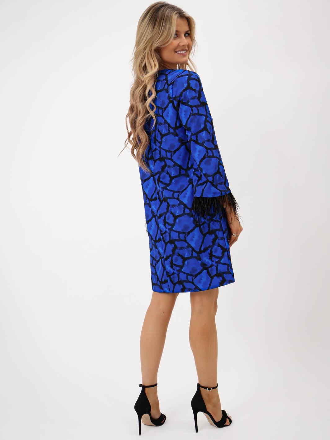 Kate & Pippa Taylor Mini Shift Dress In Blue Print-Kate & Pippa Autumn/Winter Ladies Clothing
