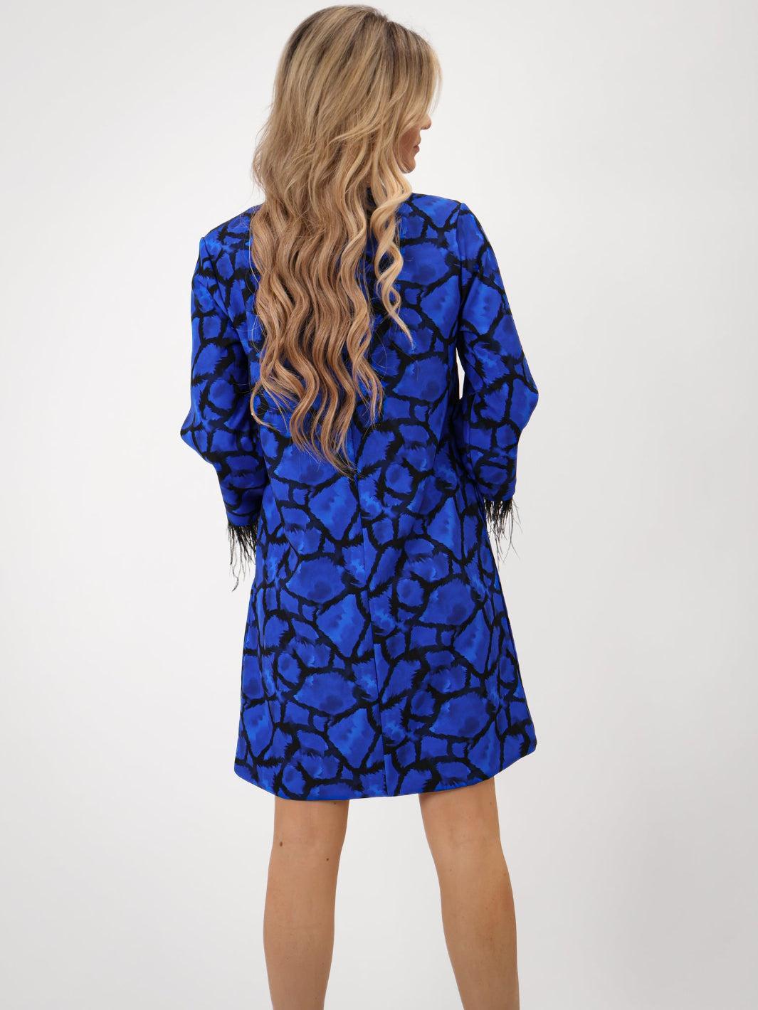 Kate & Pippa Taylor Mini Shift Dress In Blue Print-Kate & Pippa Autumn/Winter Ladies Clothing