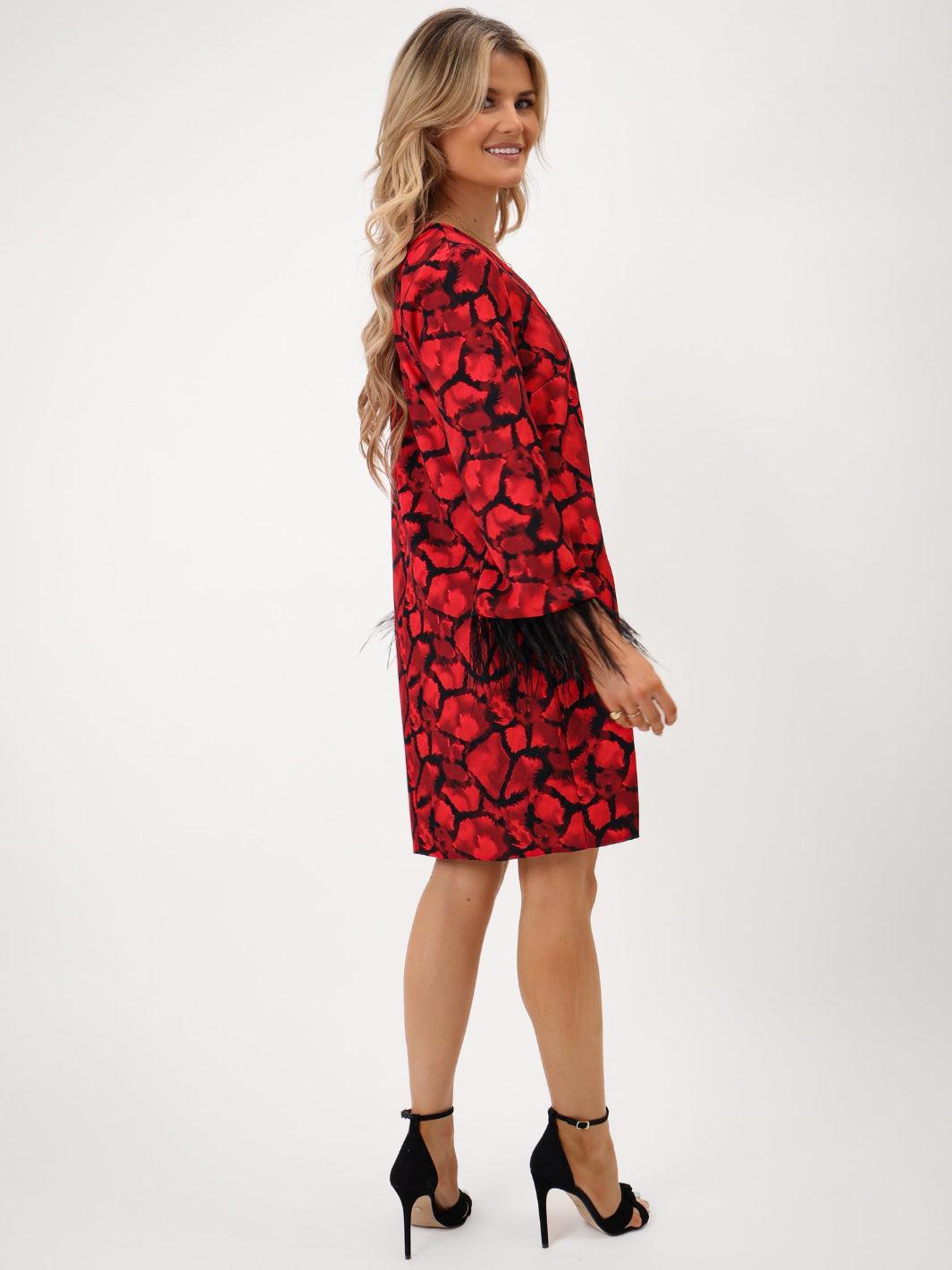 Kate & Pippa Taylor Mini Shift Dress In Red Print-Kate & Pippa Autumn/Winter Ladies Clothing