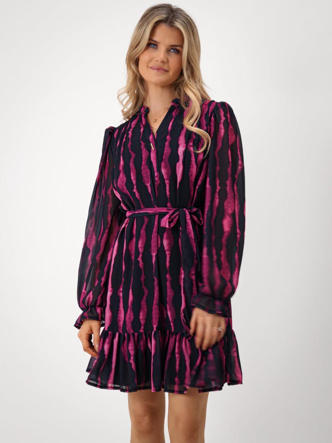 Kate & Pippa Venus Mini Dress In Magenta Print-Kate & Pippa Autumn/Winter Ladies Clothing