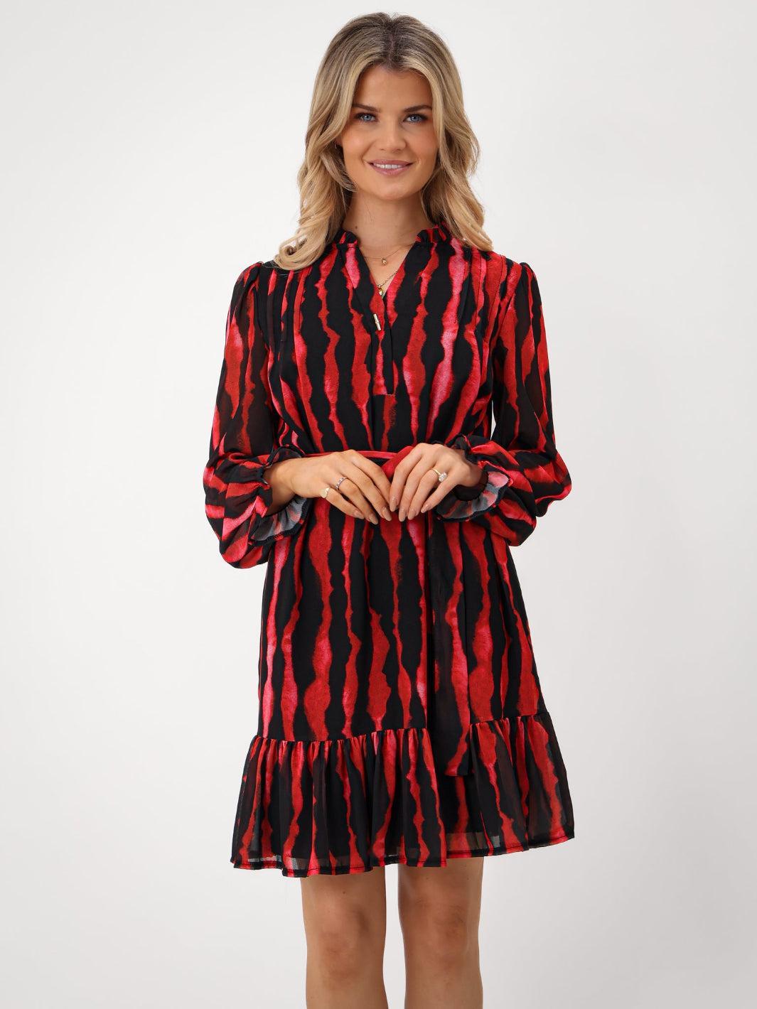 Kate & Pippa Venus Mini Dress In Red Print-Kate & Pippa Autumn/Winter Ladies Clothing