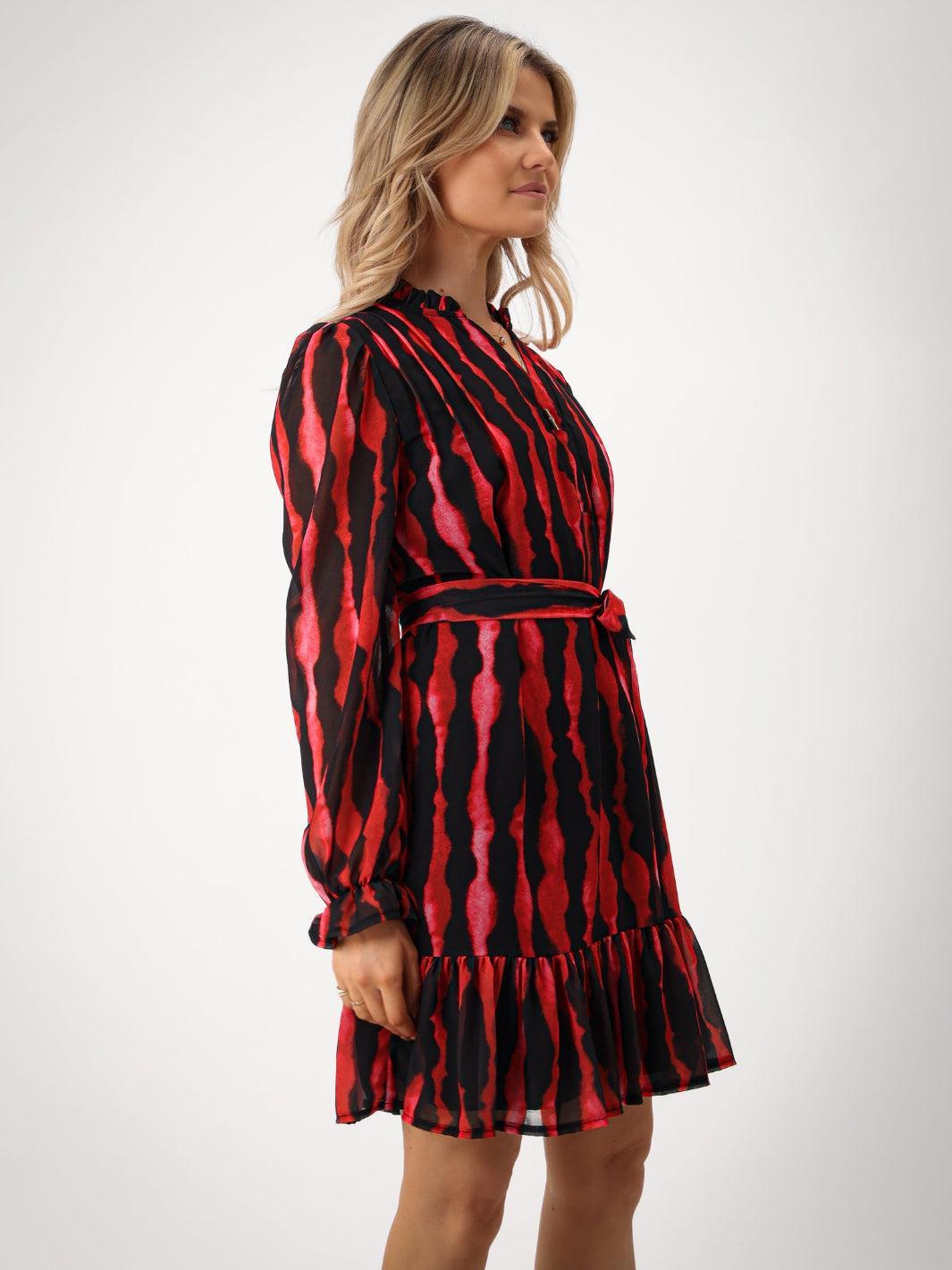 Kate & Pippa Venus Mini Dress In Red Print-Kate & Pippa Autumn/Winter Ladies Clothing