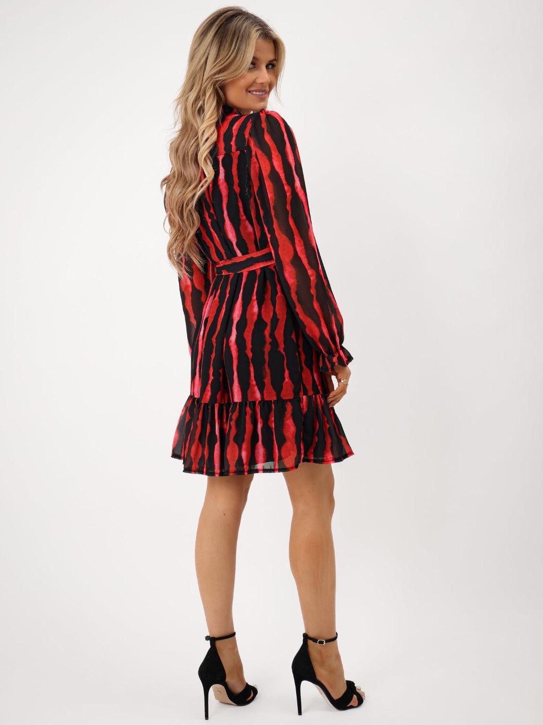 Kate & Pippa Venus Mini Dress In Red Print-Kate & Pippa Autumn/Winter Ladies Clothing