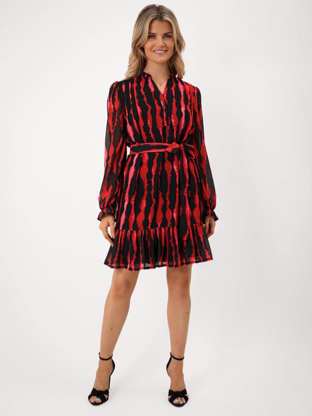 Kate & Pippa Venus Mini Dress In Red Print-Kate & Pippa Autumn/Winter Ladies Clothing