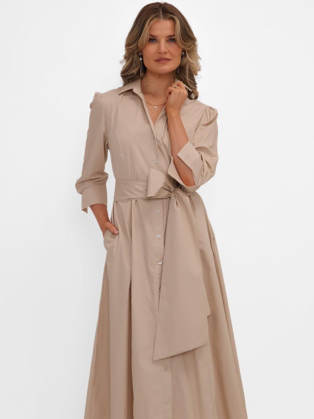 Kate & Pippa Victoria Midi Dress In Beige-Kate & Pippa