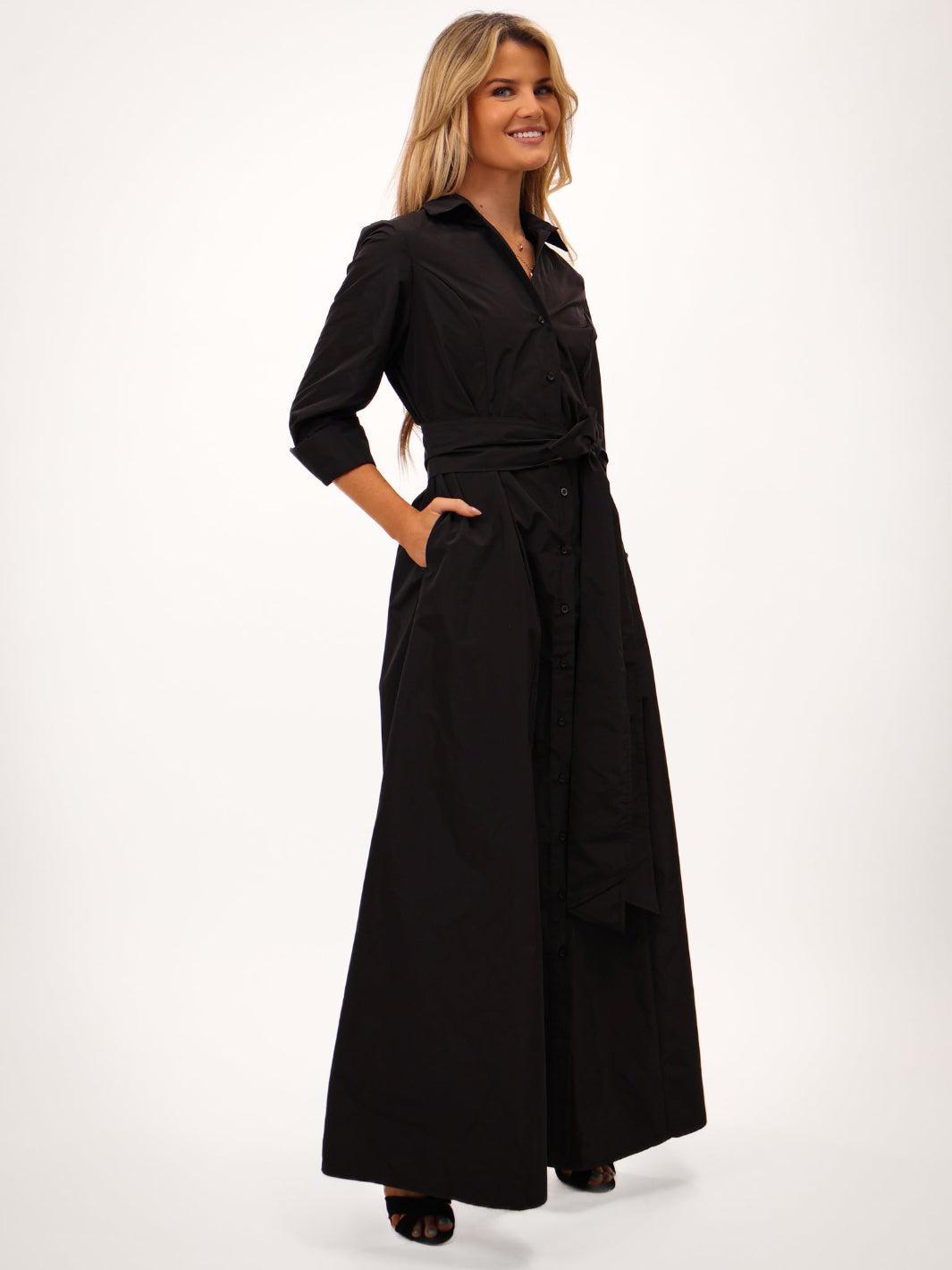 Kate & Pippa Victoria Taffeta Maxi Dress In Black-Kate & Pippa Autumn/Winter Ladies Clothing