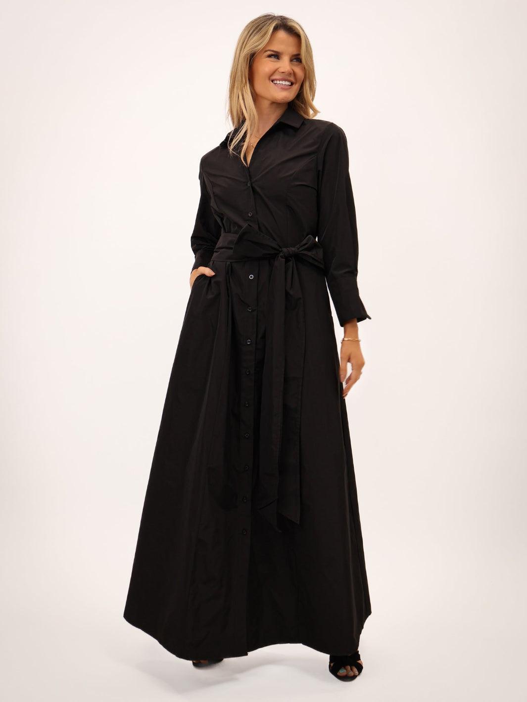 Kate & Pippa Victoria Taffeta Maxi Dress In Black-Kate & Pippa Autumn/Winter Ladies Clothing