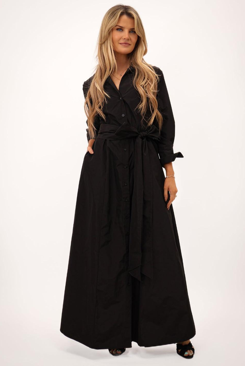 Kate & Pippa Victoria Taffeta Maxi Dress In Black-Kate & Pippa Autumn/Winter Ladies Clothing