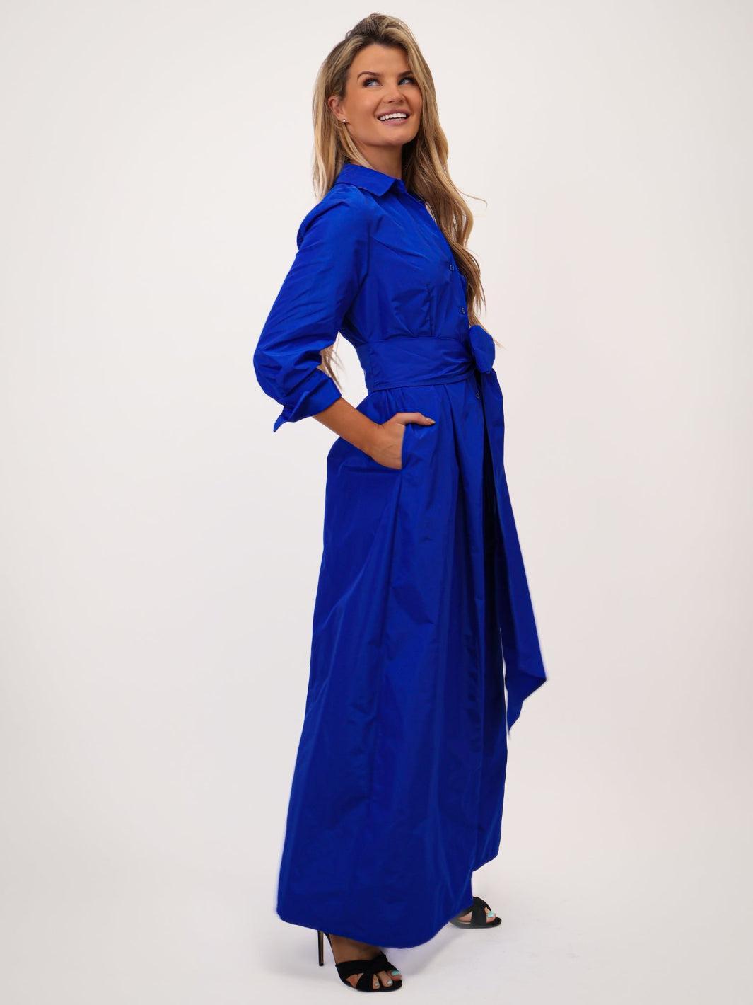 Kate & Pippa Victoria Taffeta Maxi Dress In Royal Blue-Kate & Pippa Autumn/Winter Ladies Clothing