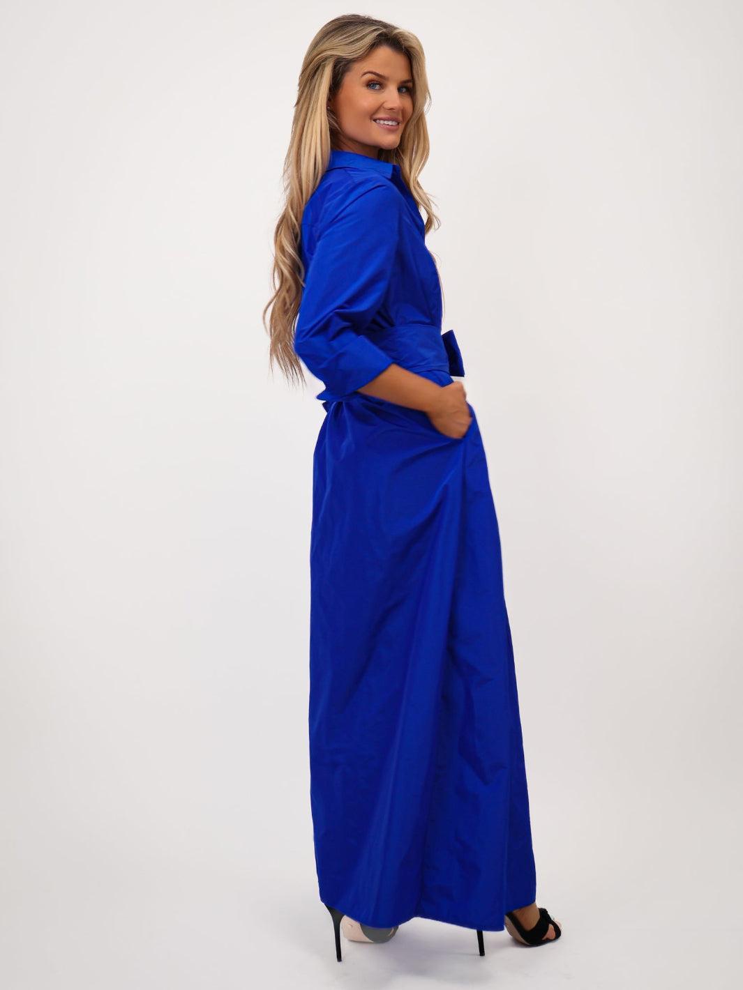 Kate & Pippa Victoria Taffeta Maxi Dress In Royal Blue-Kate & Pippa Autumn/Winter Ladies Clothing