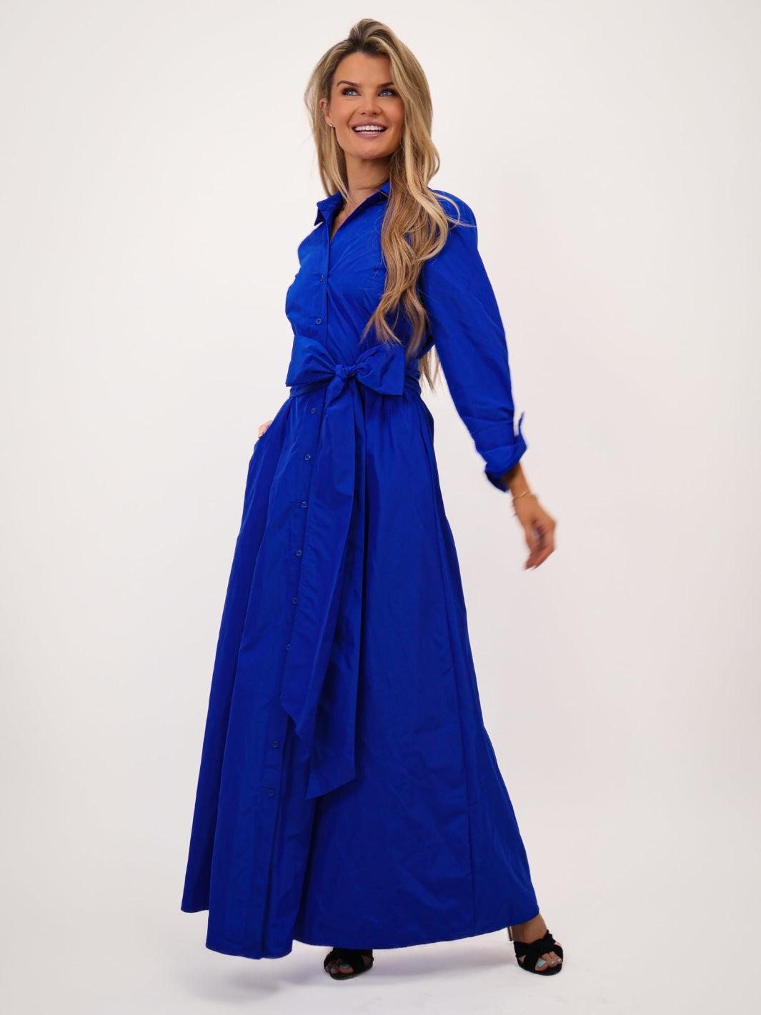 Kate & Pippa Victoria Taffeta Maxi Dress In Royal Blue-Kate & Pippa Autumn/Winter Ladies Clothing