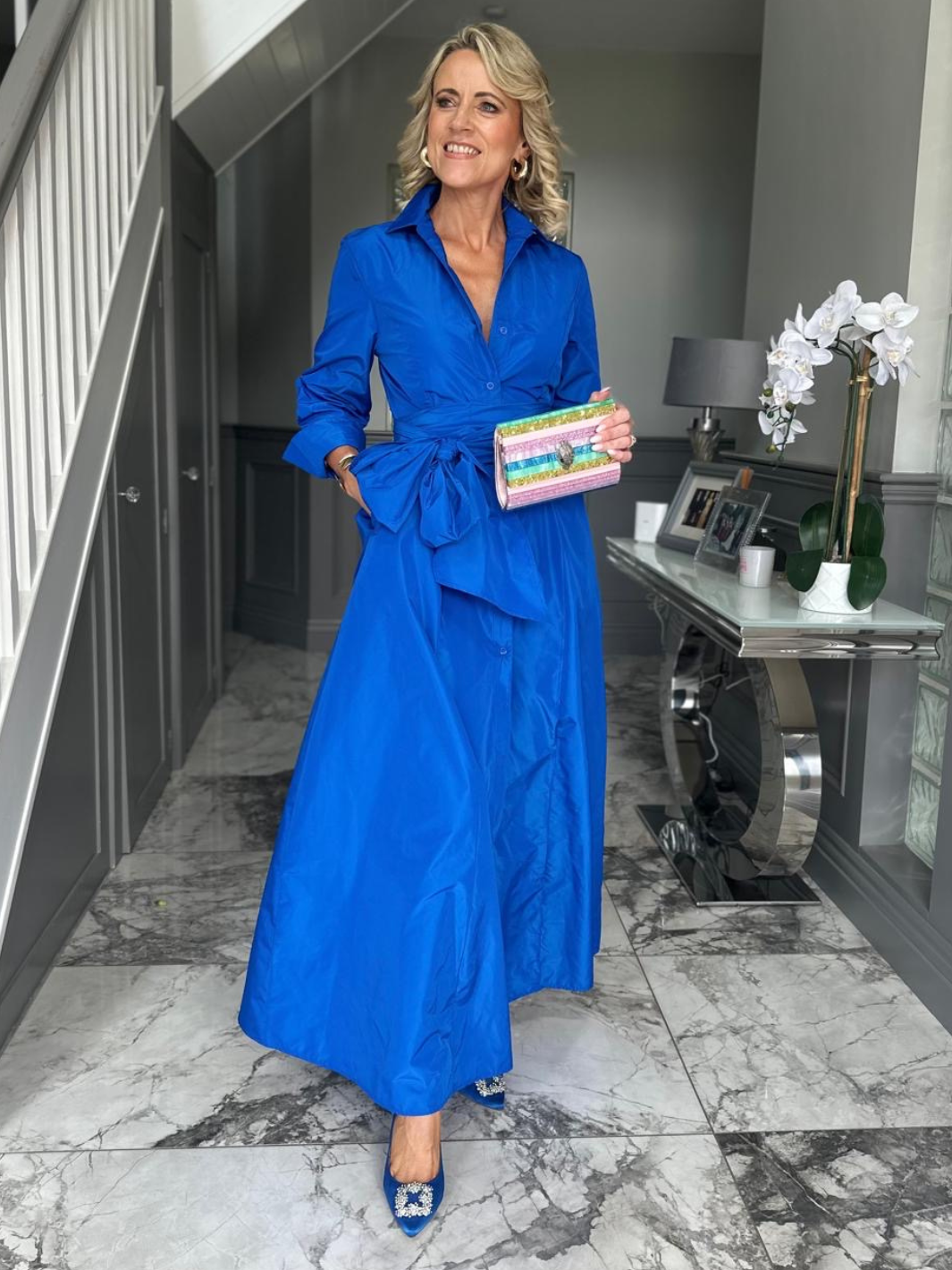 Kate & Pippa Victoria Taffeta Maxi Dress In Royal Blue-Kate & Pippa Autumn/Winter Ladies Clothing