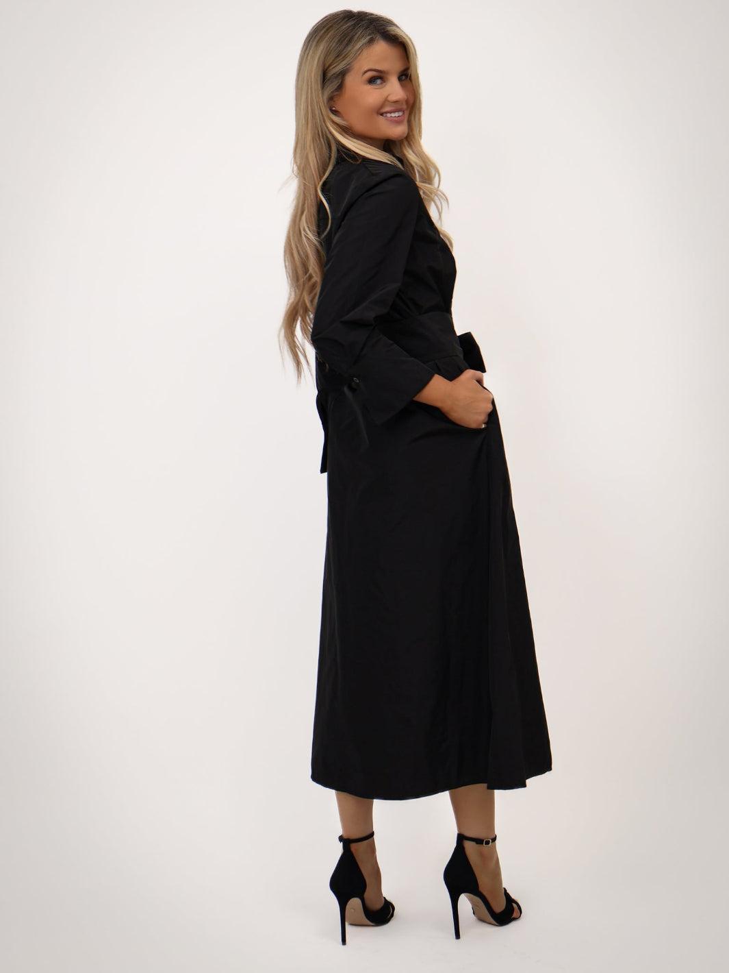 Kate & Pippa Victoria Taffeta Midi Dress In Black-Kate & Pippa Autumn/Winter Ladies Clothing