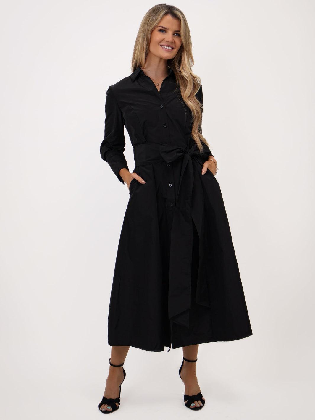 Kate & Pippa Victoria Taffeta Midi Dress In Black-Kate & Pippa Autumn/Winter Ladies Clothing