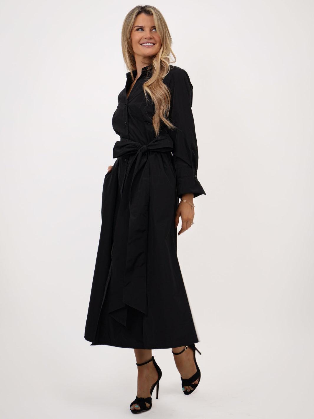 Kate & Pippa Victoria Taffeta Midi Dress In Black-Kate & Pippa Autumn/Winter Ladies Clothing