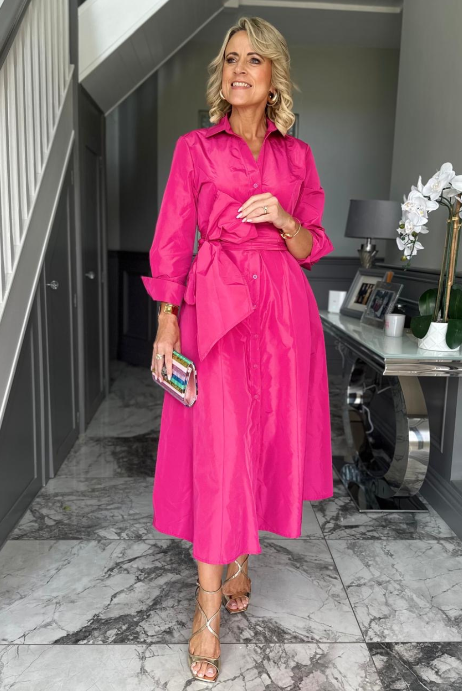 Kate & Pippa Victoria Taffeta Midi Dress In Pink-Kate & Pippa Autumn/Winter Ladies Clothing