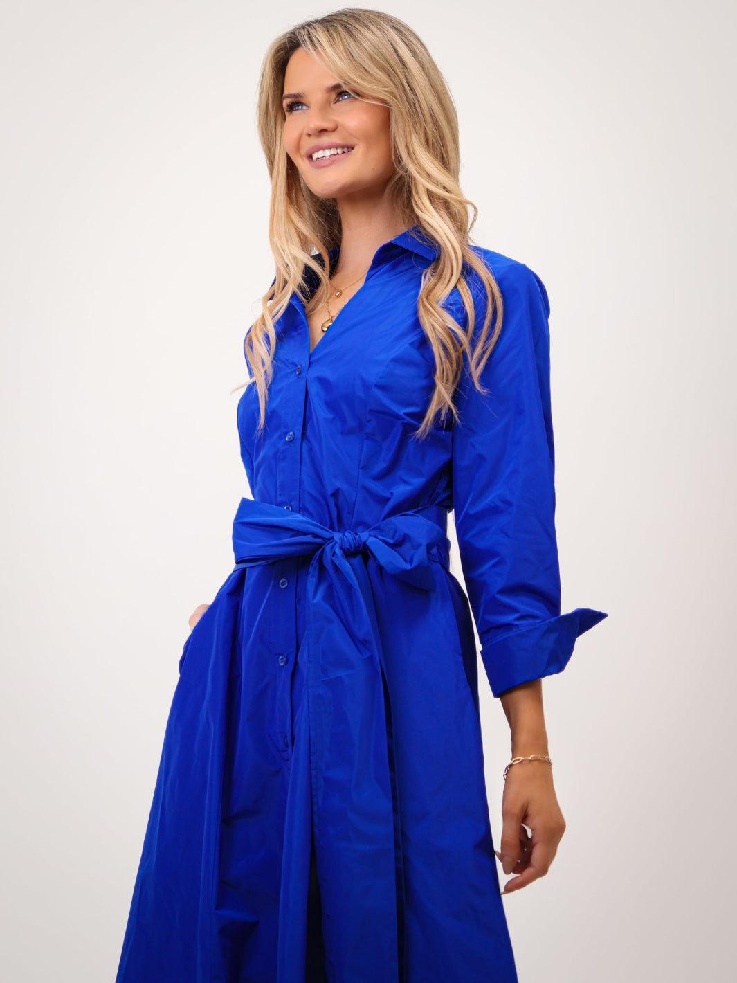 Kate & Pippa Victoria Taffeta Midi Dress In Royal Blue-Kate & Pippa Autumn/Winter Ladies Clothing