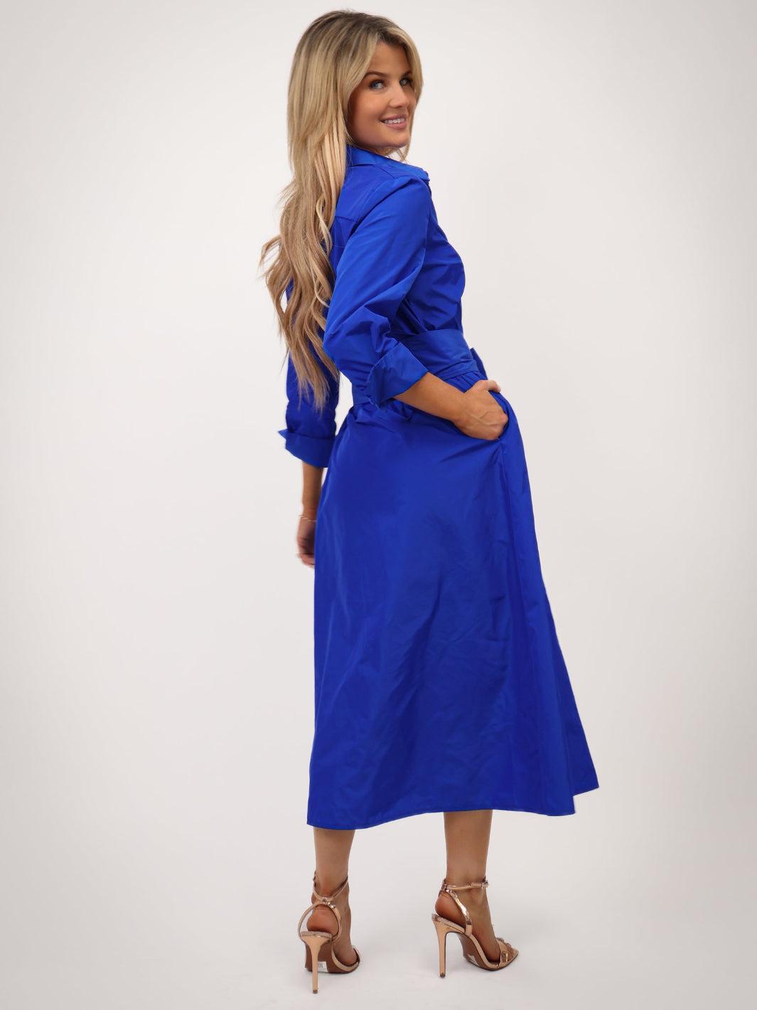 Kate & Pippa Victoria Taffeta Midi Dress In Royal Blue-Kate & Pippa Autumn/Winter Ladies Clothing