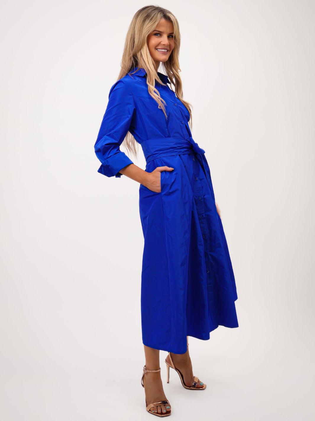 Kate & Pippa Victoria Taffeta Midi Dress In Royal Blue-Kate & Pippa Autumn/Winter Ladies Clothing