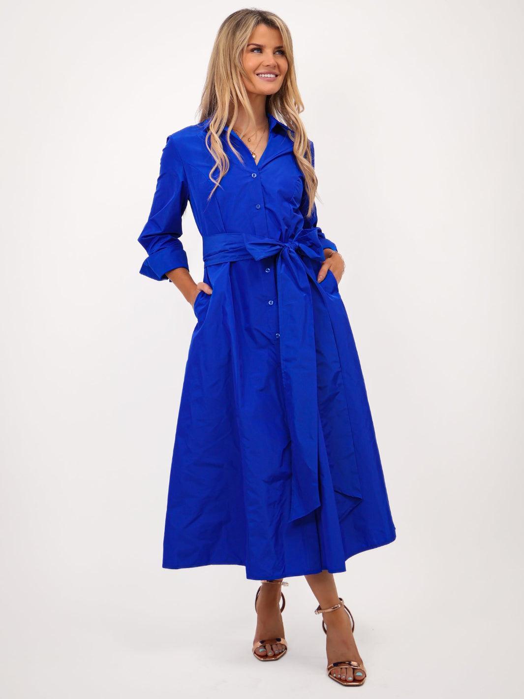 Kate & Pippa Victoria Taffeta Midi Dress In Royal Blue-Kate & Pippa Autumn/Winter Ladies Clothing