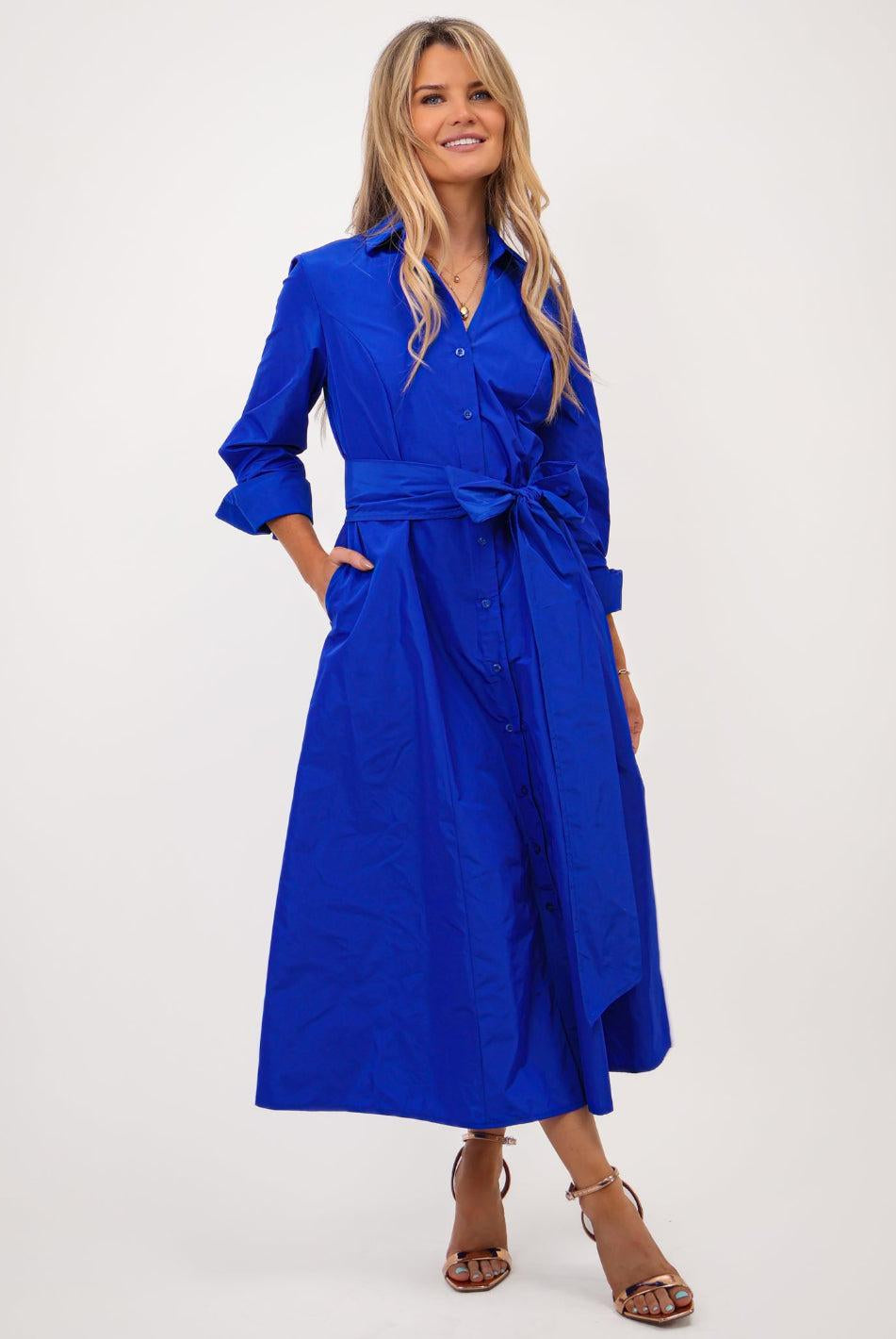 Kate & Pippa Victoria Taffeta Midi Dress In Royal Blue-Kate & Pippa Autumn/Winter Ladies Clothing