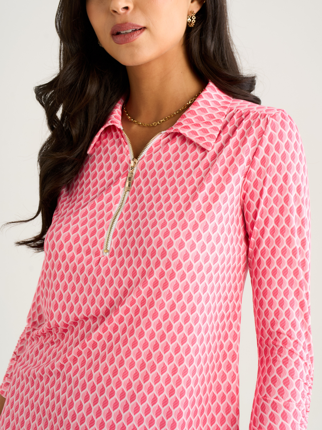 Kate & Pippa Zip Top In Pink Geo Print-Nicola Ross