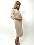 Kate & Pippa Amy Structured Midi Dress In Beige-Kate & Pippa